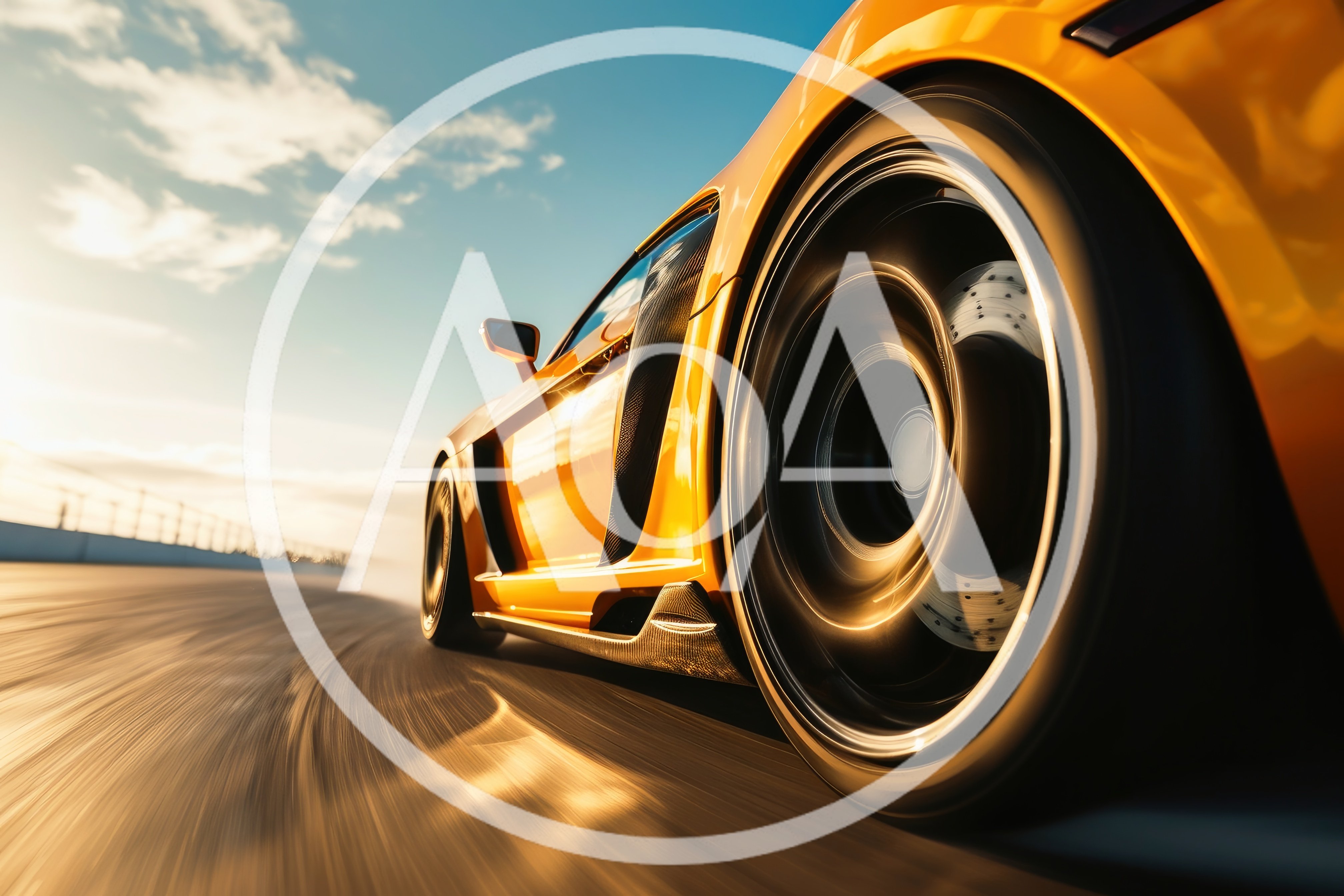 Yellow Sports Car Drifting On Racetrack