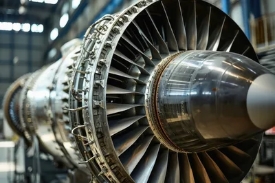 Close Up Of A Jet Engine Turbine