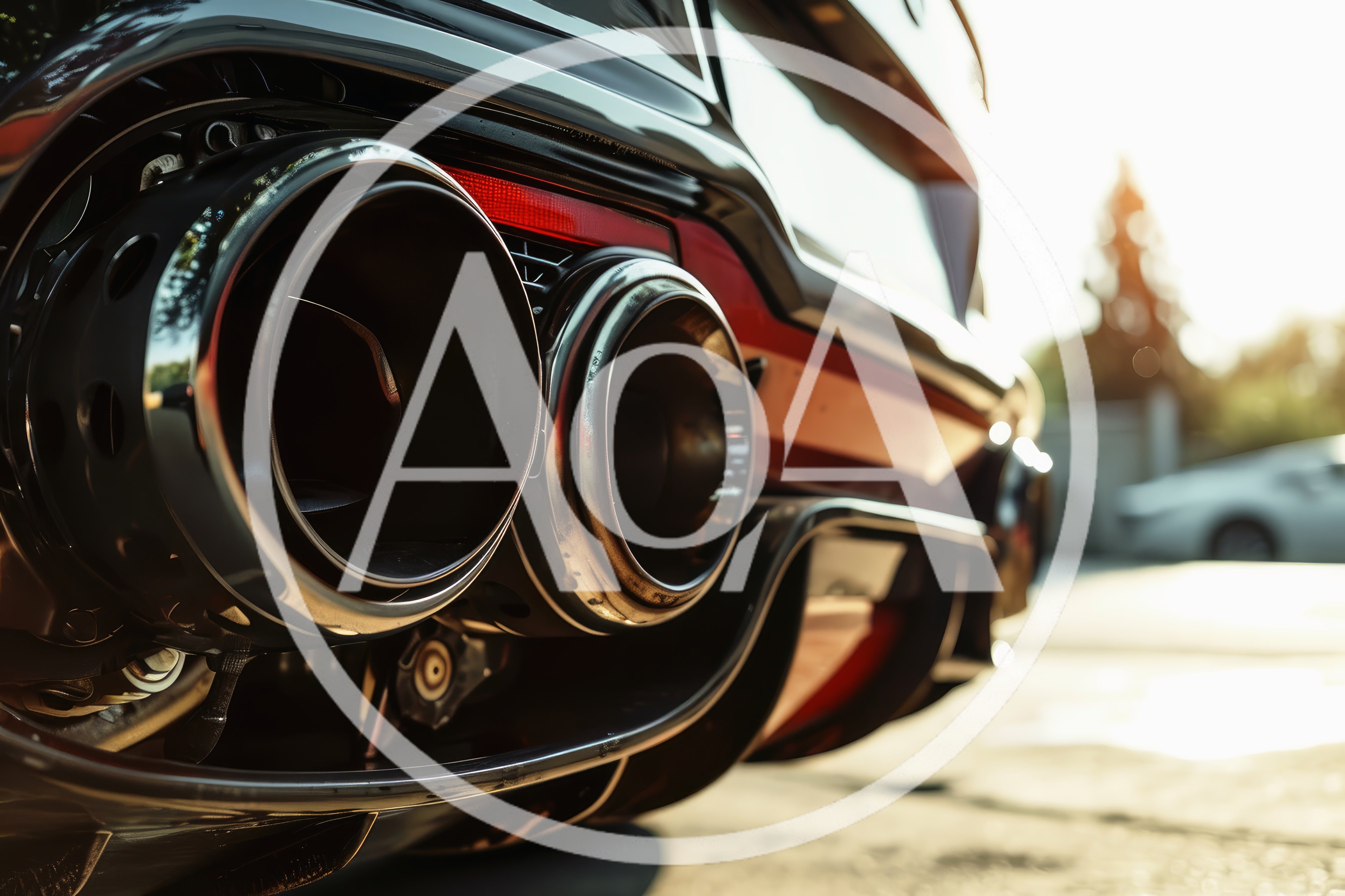 Close Up Of Dual Exhaust Pipes On Sports Car