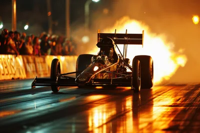 Top Fuel Dragster Launching With Massive Flames
