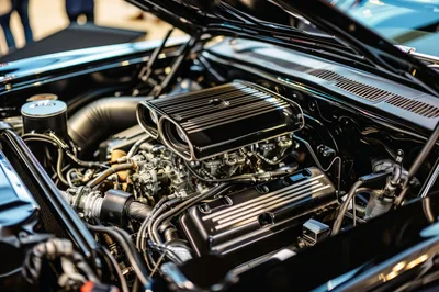 High Performance V8 Engine In A Classic Muscle Car