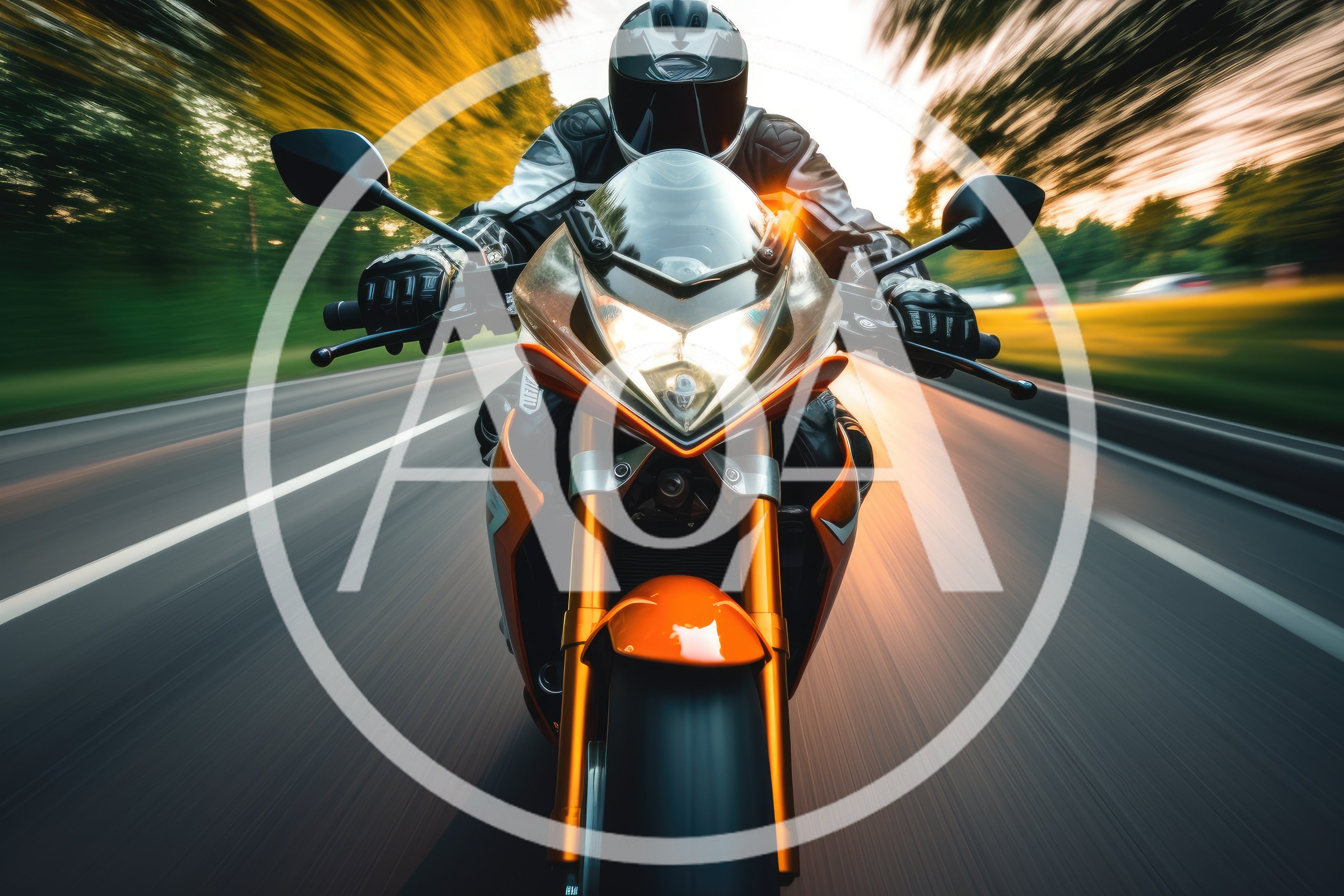 Sport Motorcycle Riding Fast On A Scenic Road