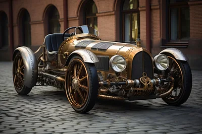Steampunk Style Vintage Brass Racing Car
