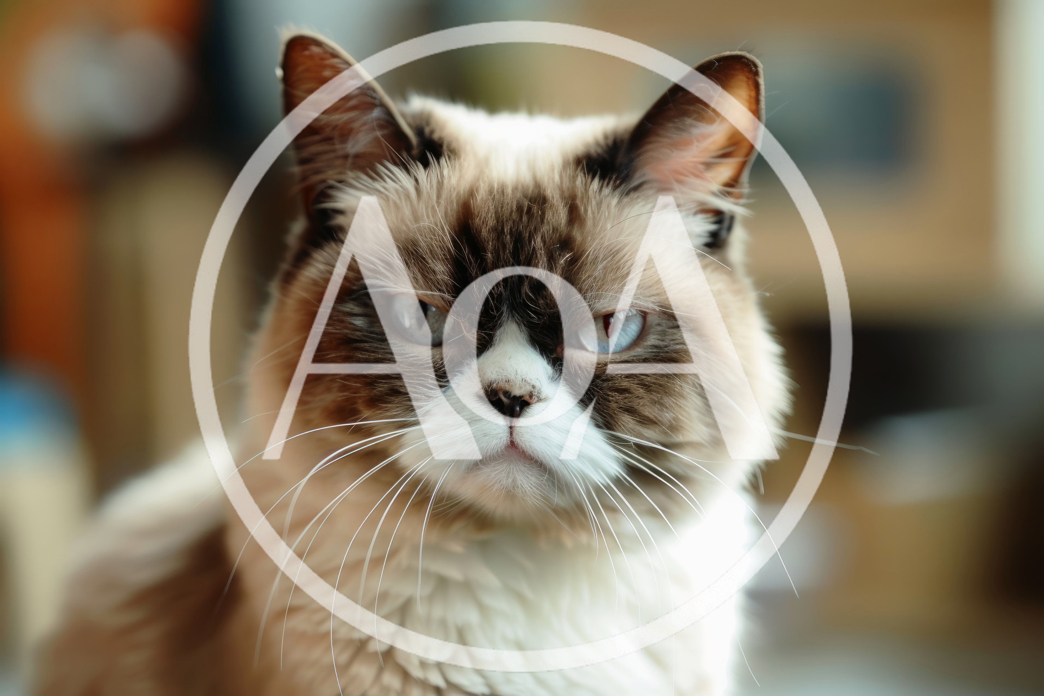 Grumpy Cat Portrait With Distinctive Frowning Expression