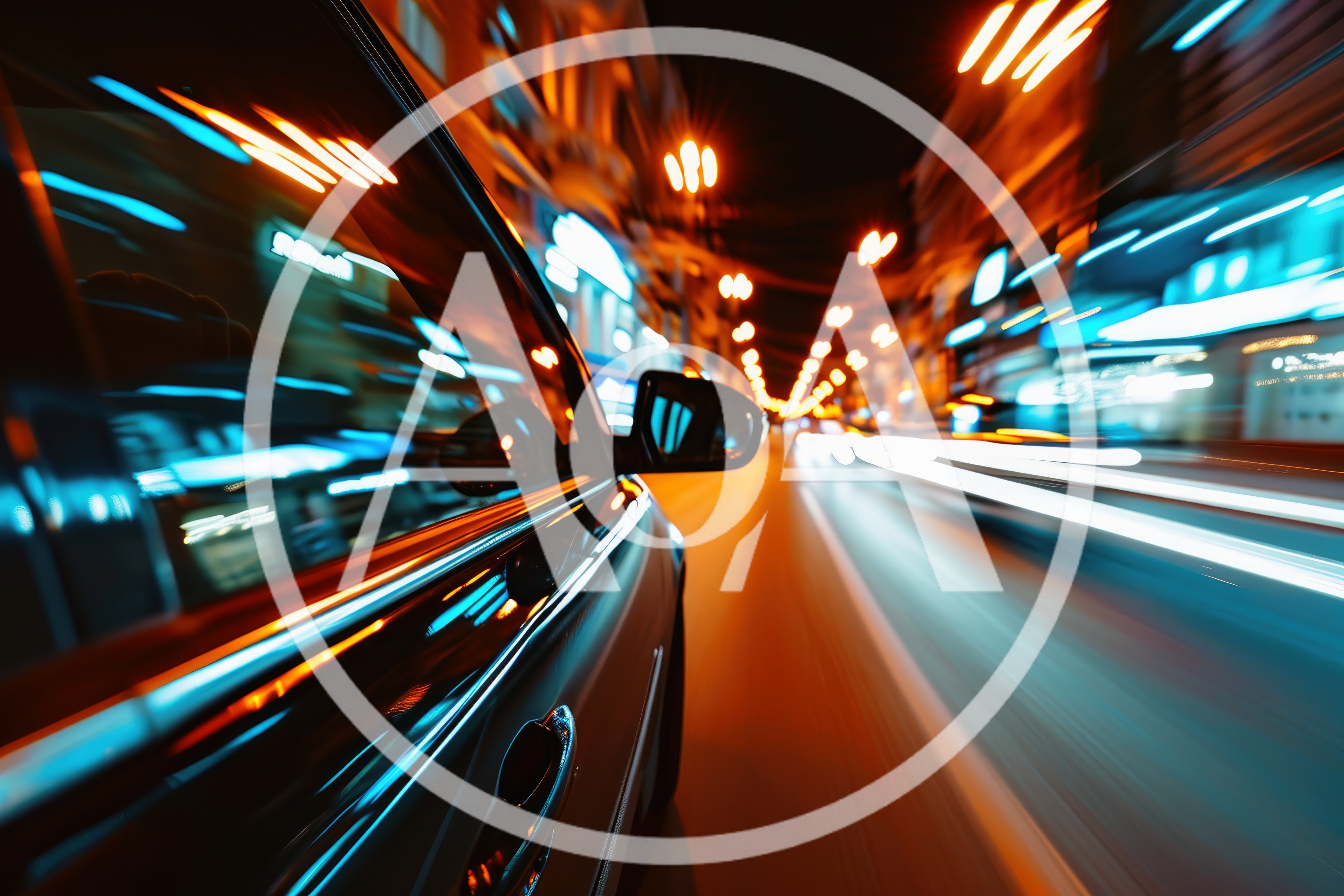 Car Driving Through City Streets At Night