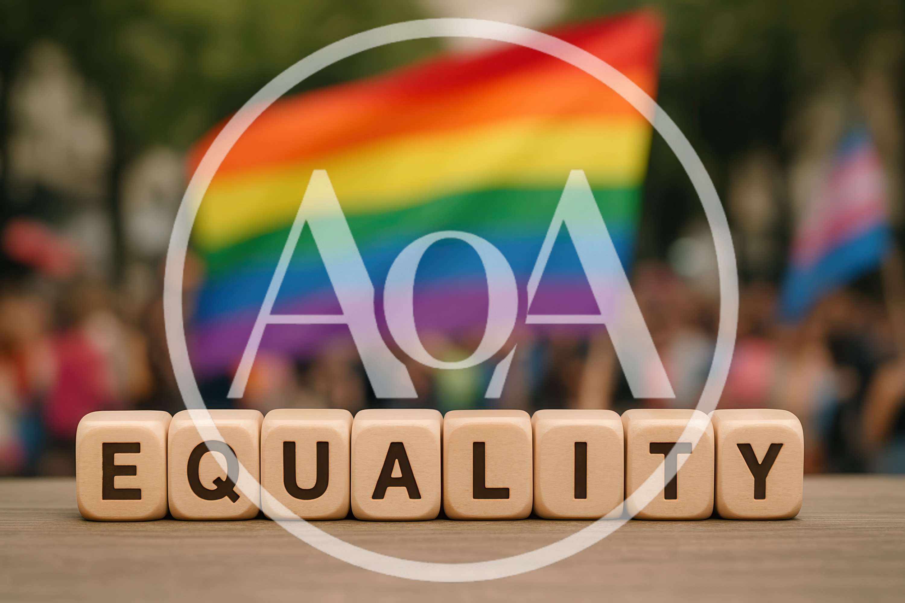 Wooden Blocks Spelling Equality With Pride Flags Background