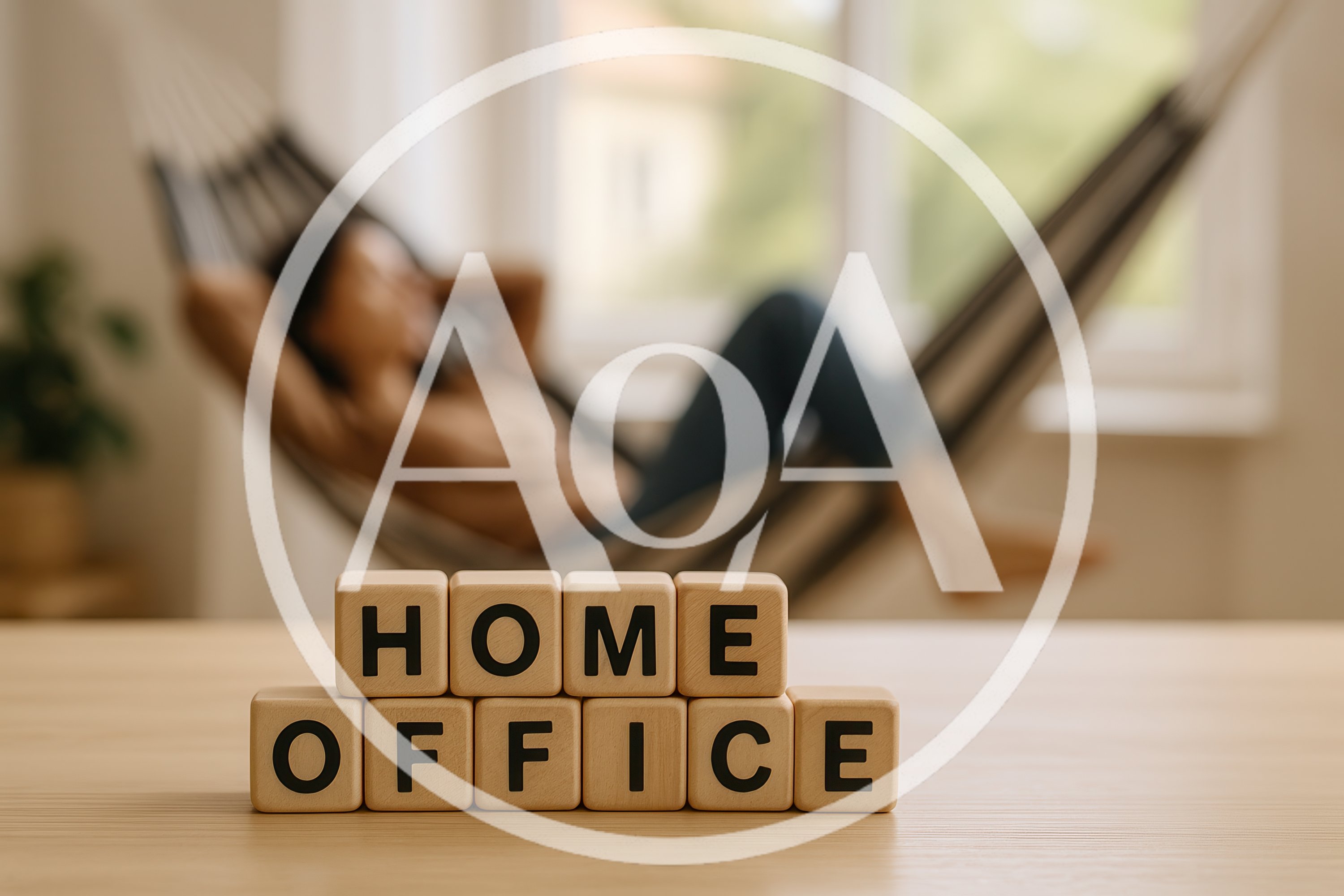Wooden Blocks Spelling Home Office With Relaxing Person