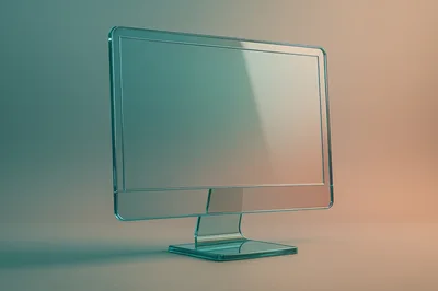 Transparent Glass Computer Monitor On A Gradient Background