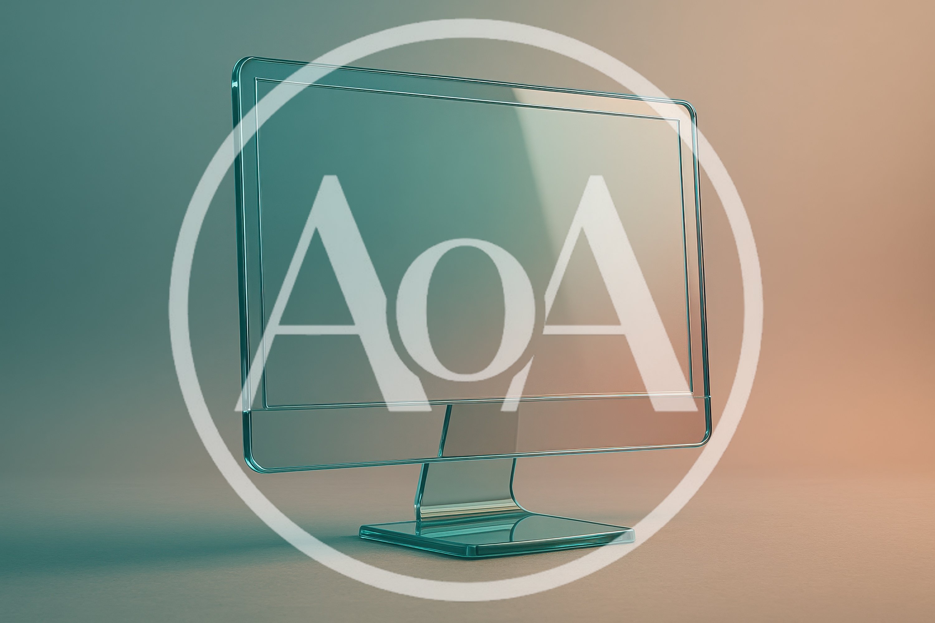 Transparent Glass Computer Monitor On A Gradient Background