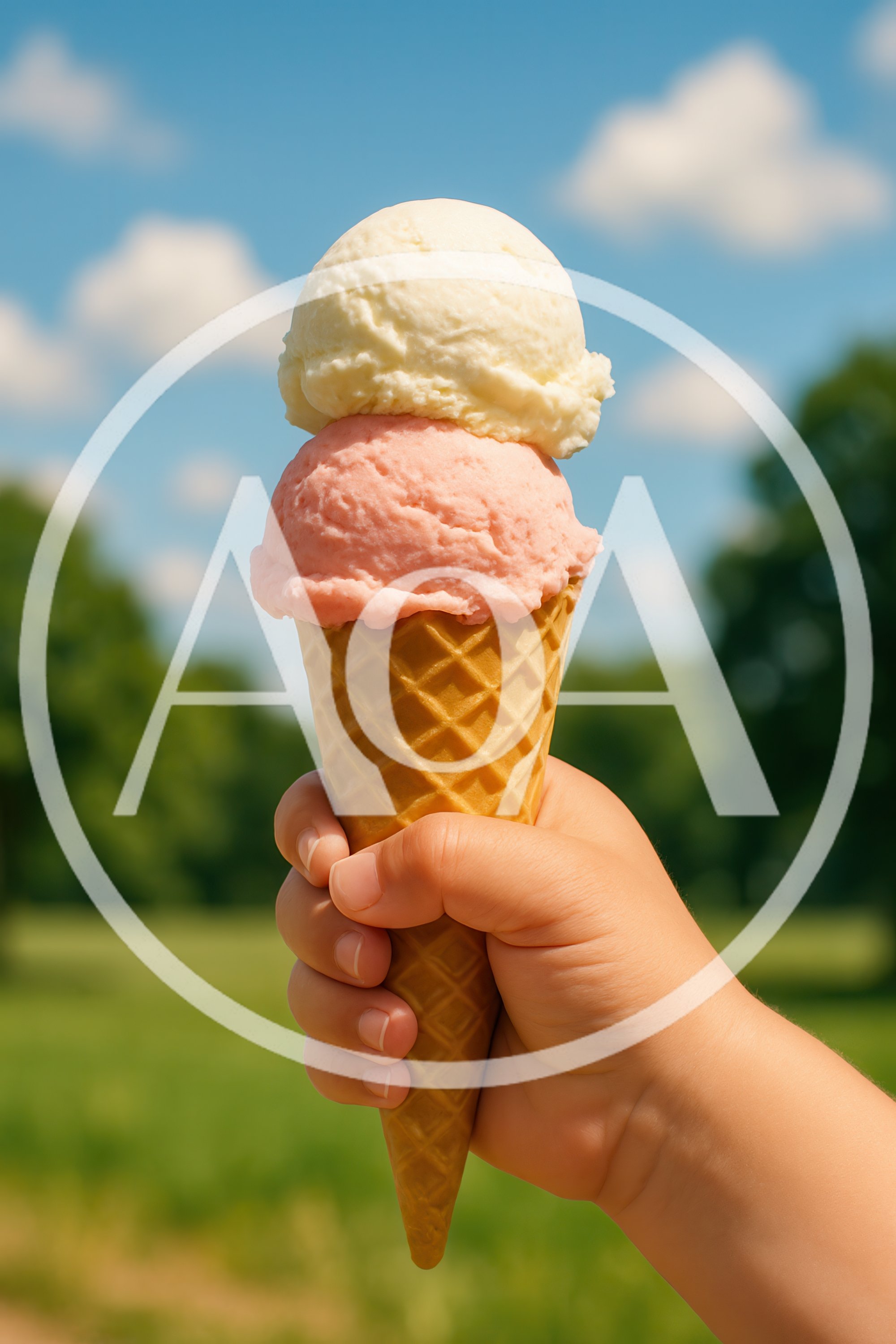 Child Holding A Double Scoop Ice Cream Cone