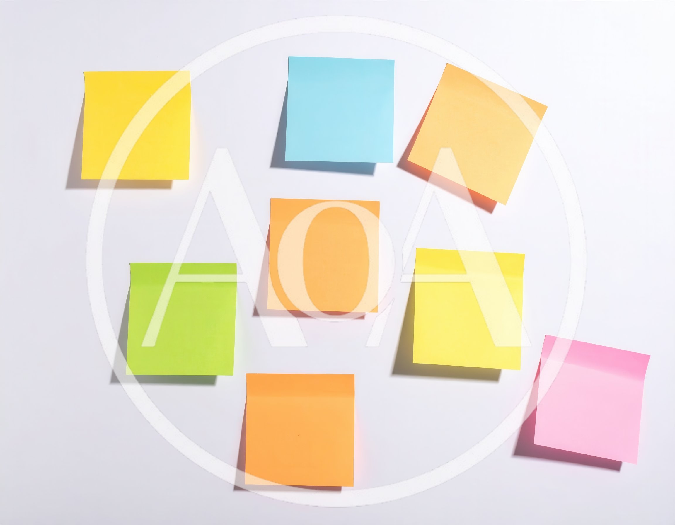 Colorful Blank Sticky Notes Arranged On White Background