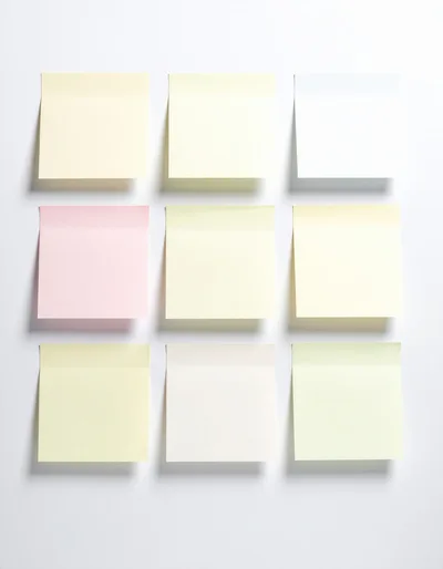 Nine Blank Colorful Sticky Notes Arranged In A Grid