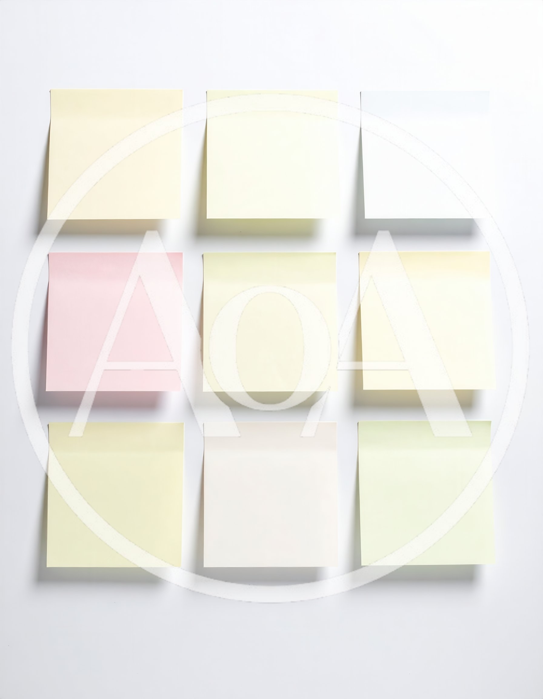 Nine Blank Colorful Sticky Notes Arranged In A Grid