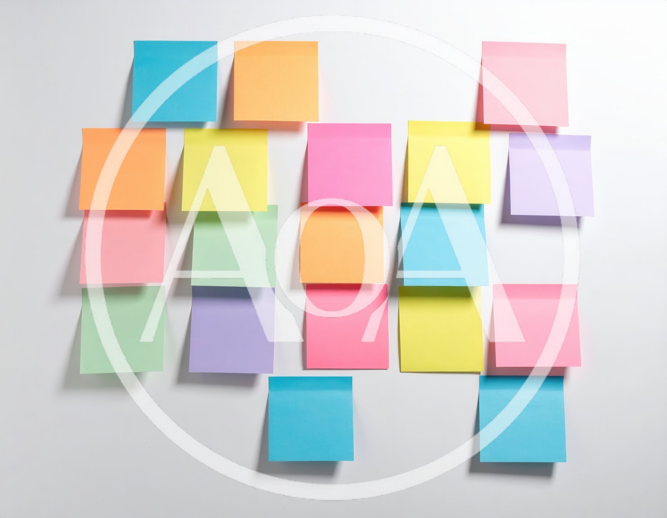 Colorful Sticky Notes Arranged On A White Wall