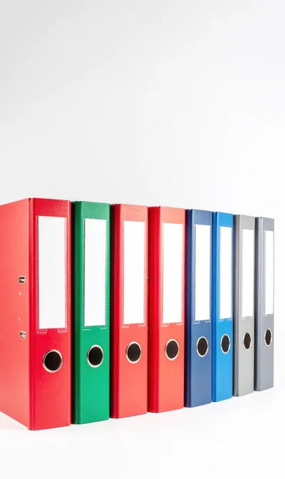 Row Of Colorful Office Ring Binders