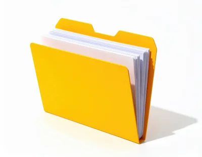 Yellow File Folder With White Paper Sheets