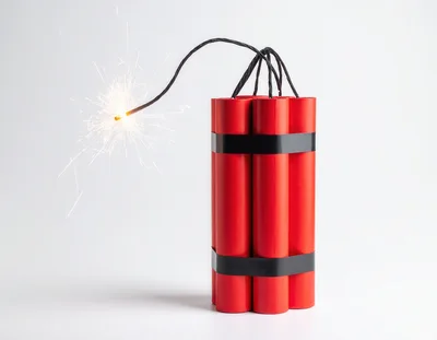 Lit Dynamite Sticks Bundle With Burning Fuse