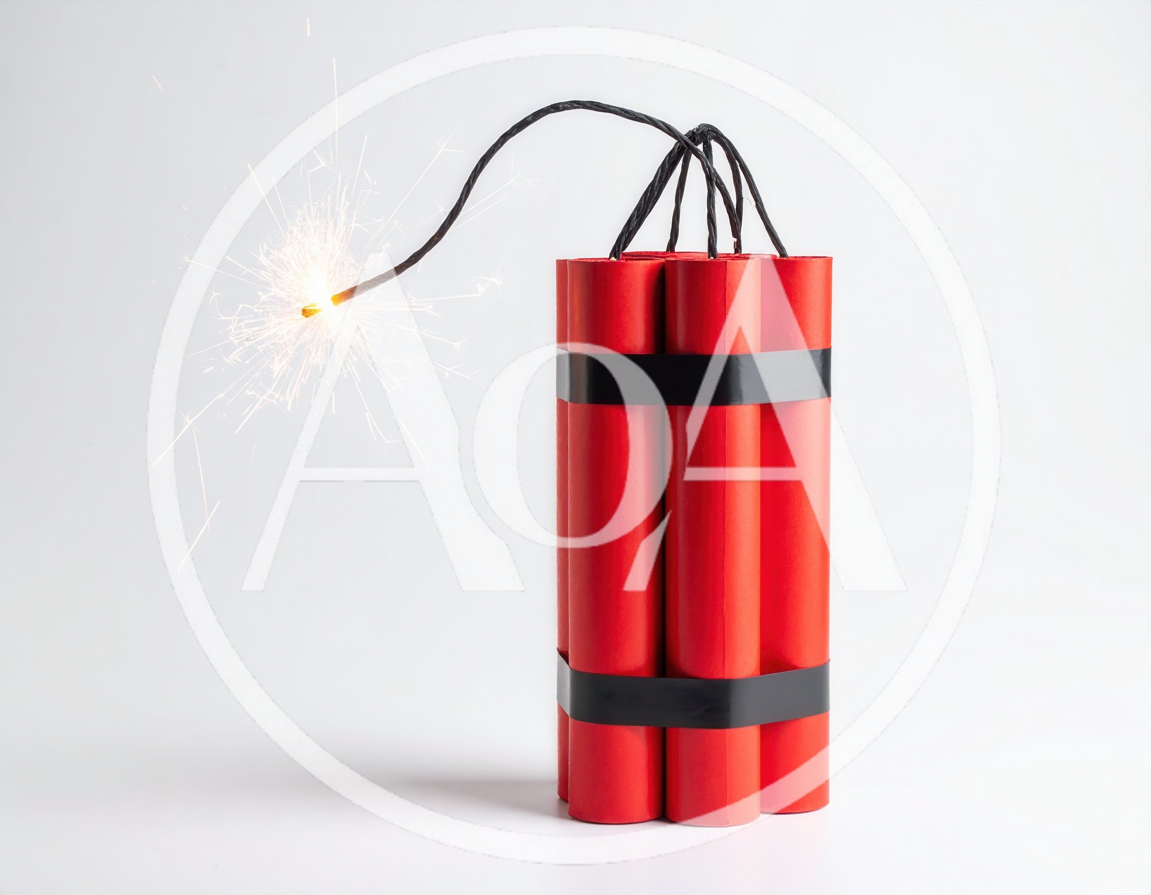 Lit Dynamite Sticks Bundle With Burning Fuse