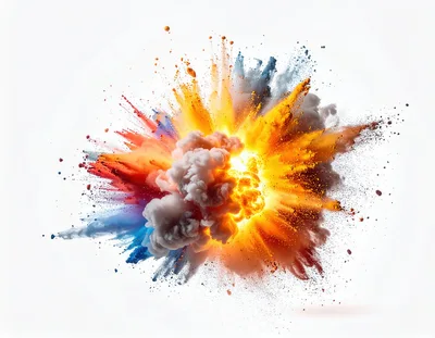Colorful Powder Explosion Against White Background