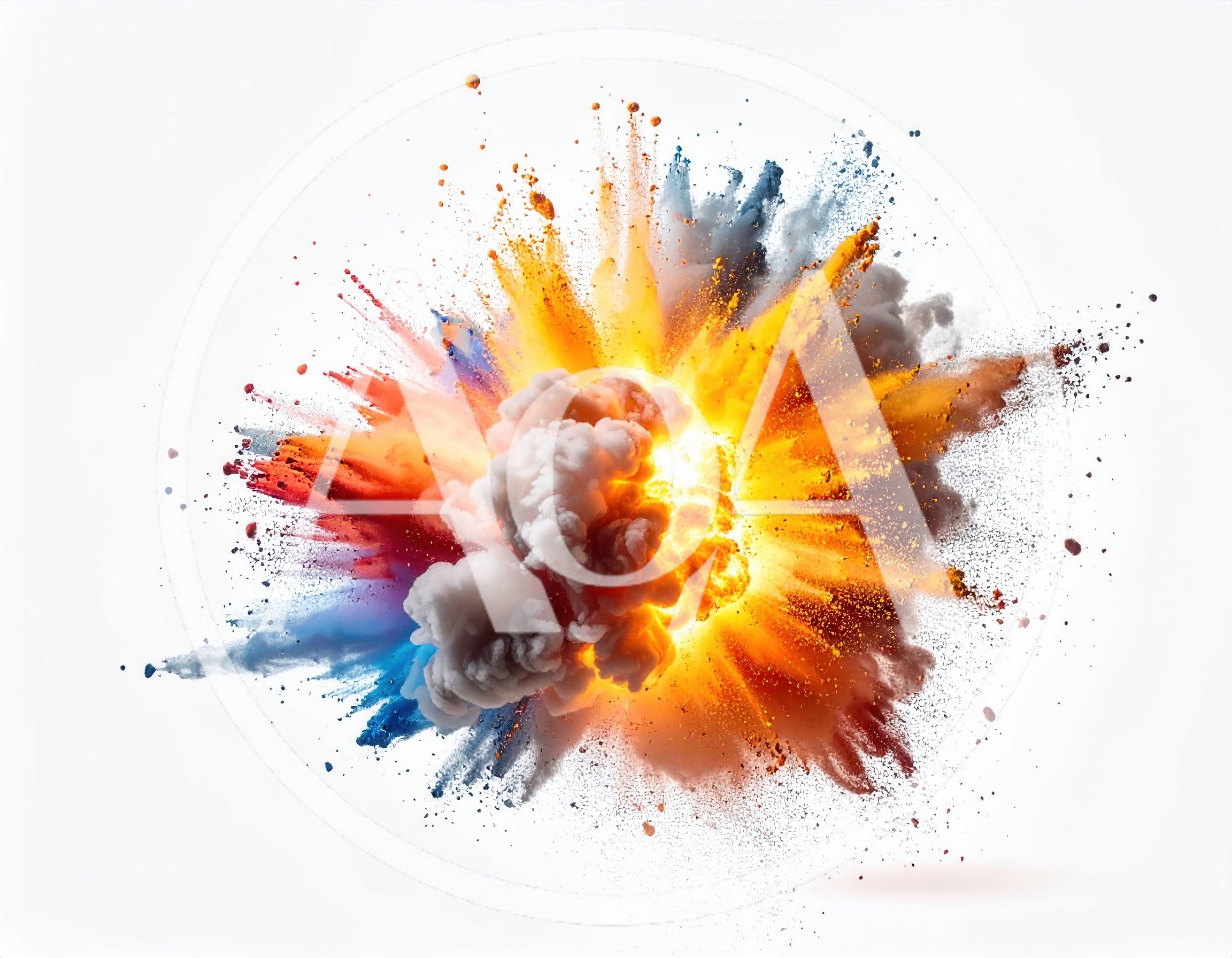 Colorful Powder Explosion Against White Background