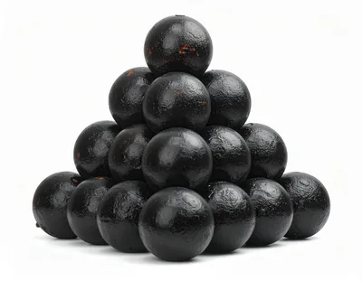 Pyramid Stack Of Black Cannonballs