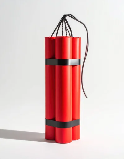 Bundle Of Red Dynamite Sticks With Black Fuses