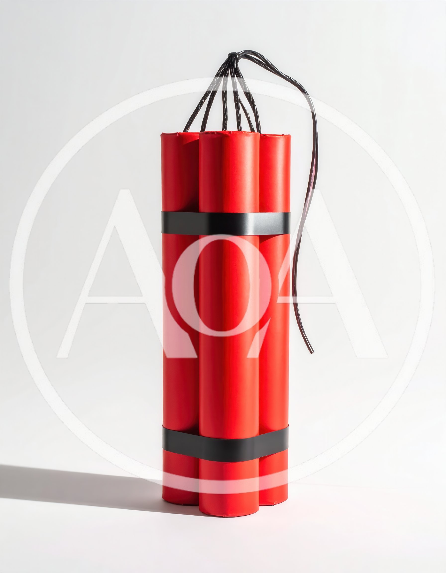 Bundle Of Red Dynamite Sticks With Black Fuses