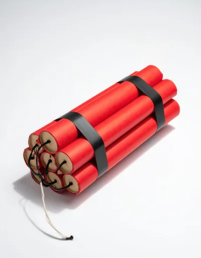 Bundle Of Red Dynamite Sticks With Fuse