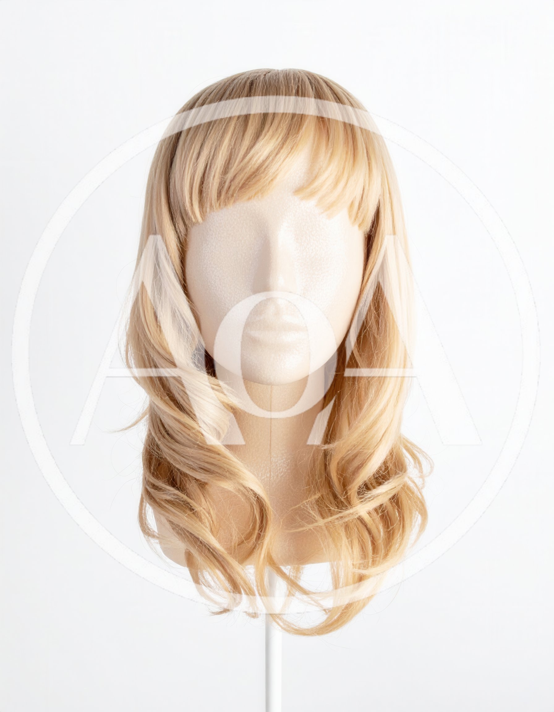 Blonde Wavy Wig On A Mannequin Head