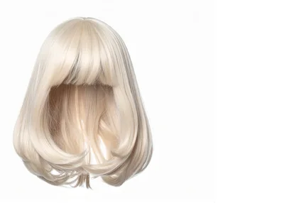 Blonde Bob Wig With Bangs On White Background