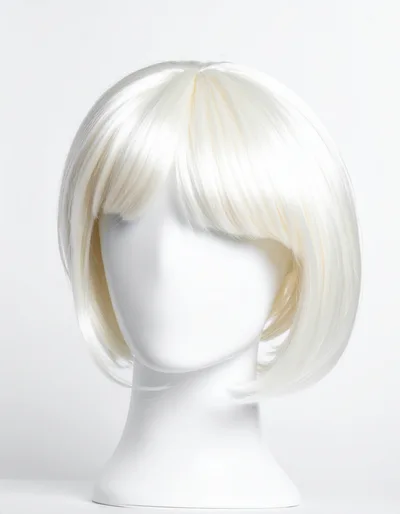 White Bob Wig On A Mannequin Head