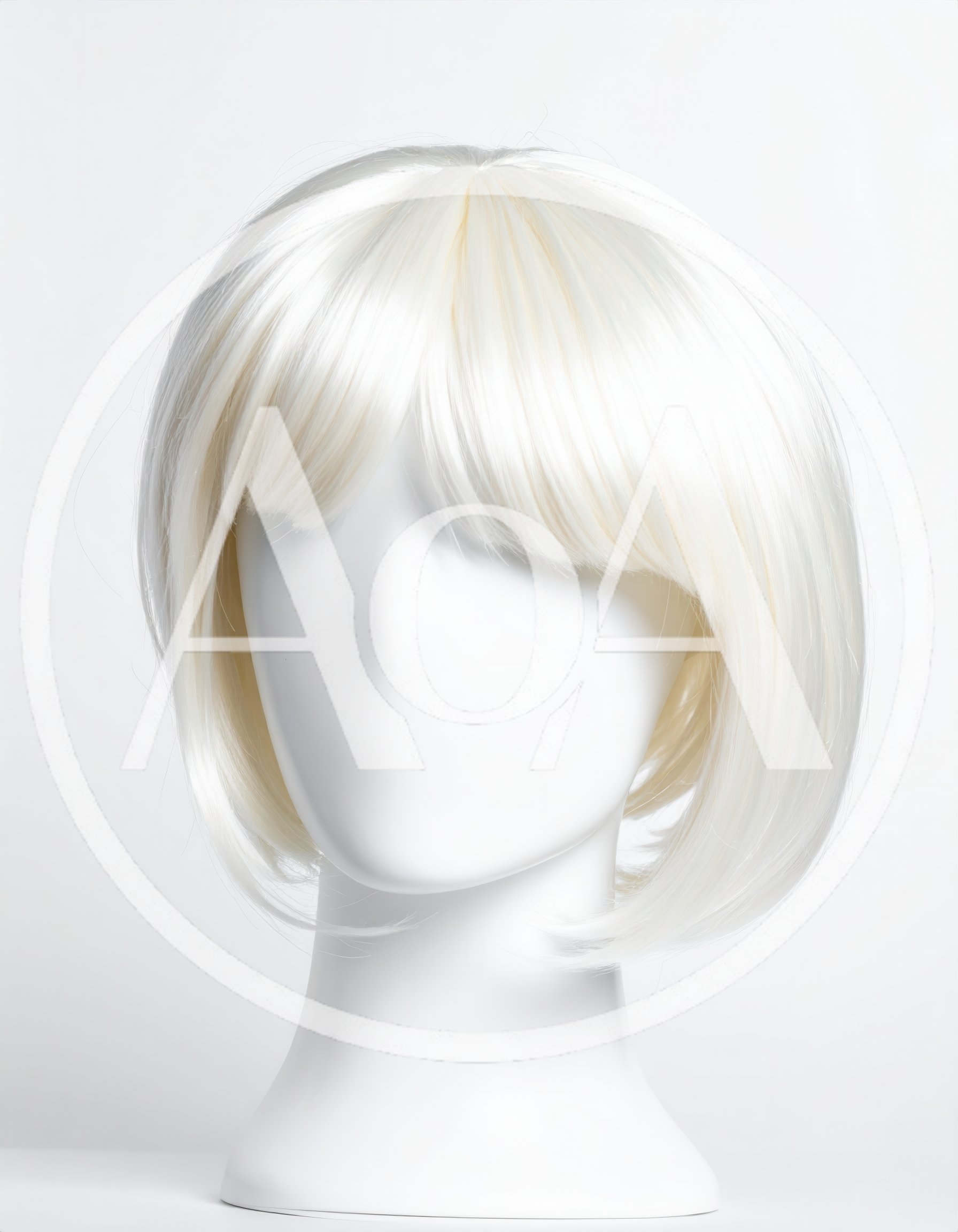 White Bob Wig On A Mannequin Head
