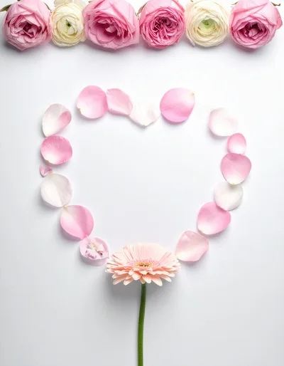 Heart Shape Made Of Pink Flower Petals