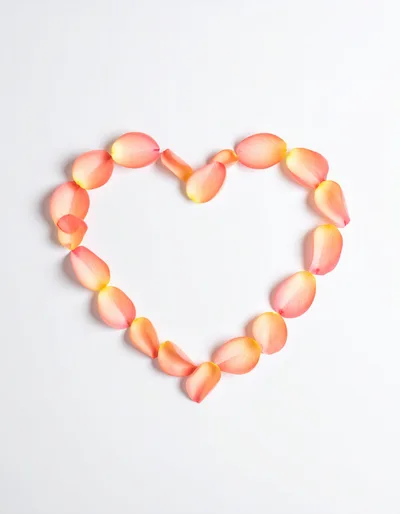 Heart Shape Made of Peach Rose Petals