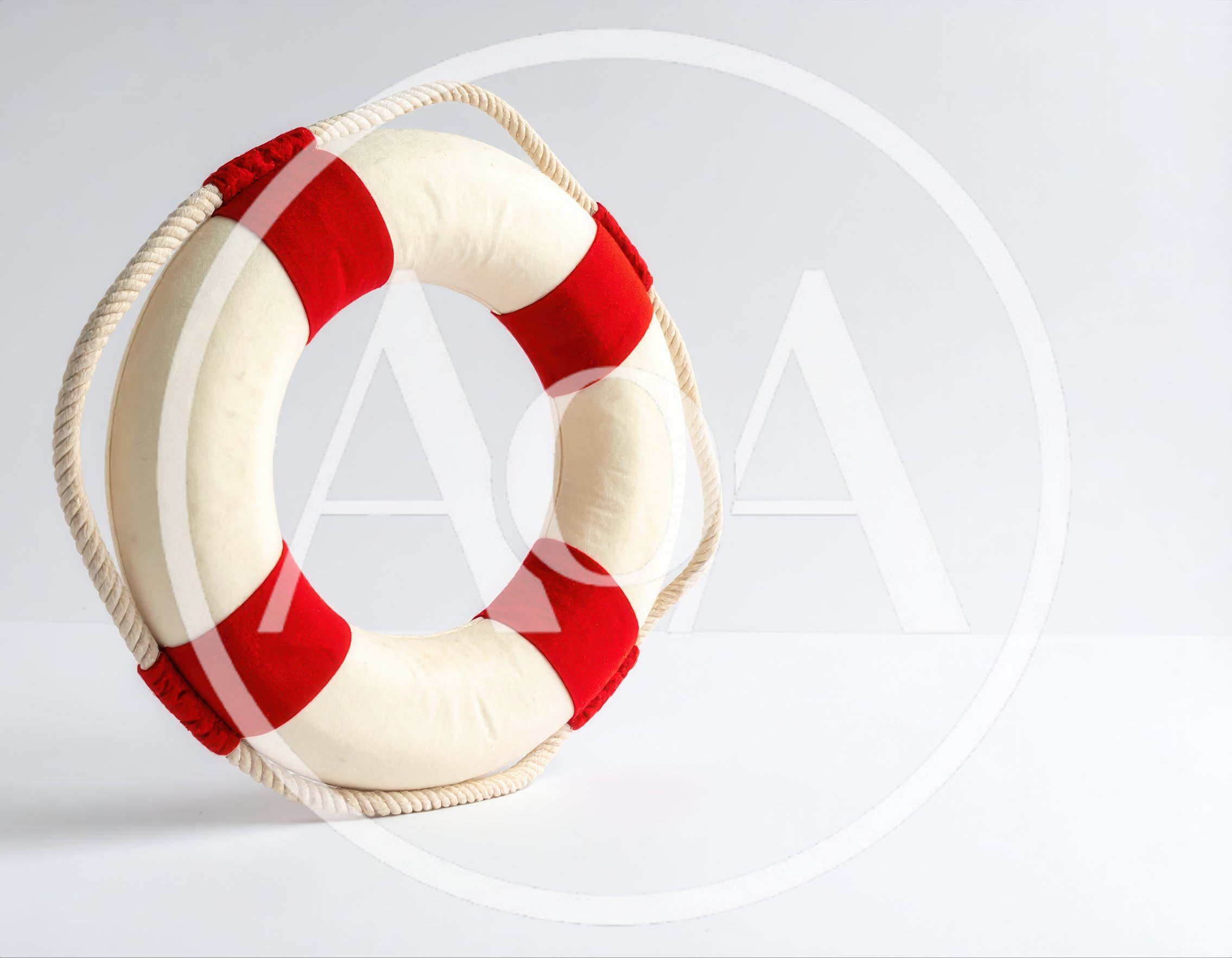 Red and White Lifebuoy Ring on White Background
