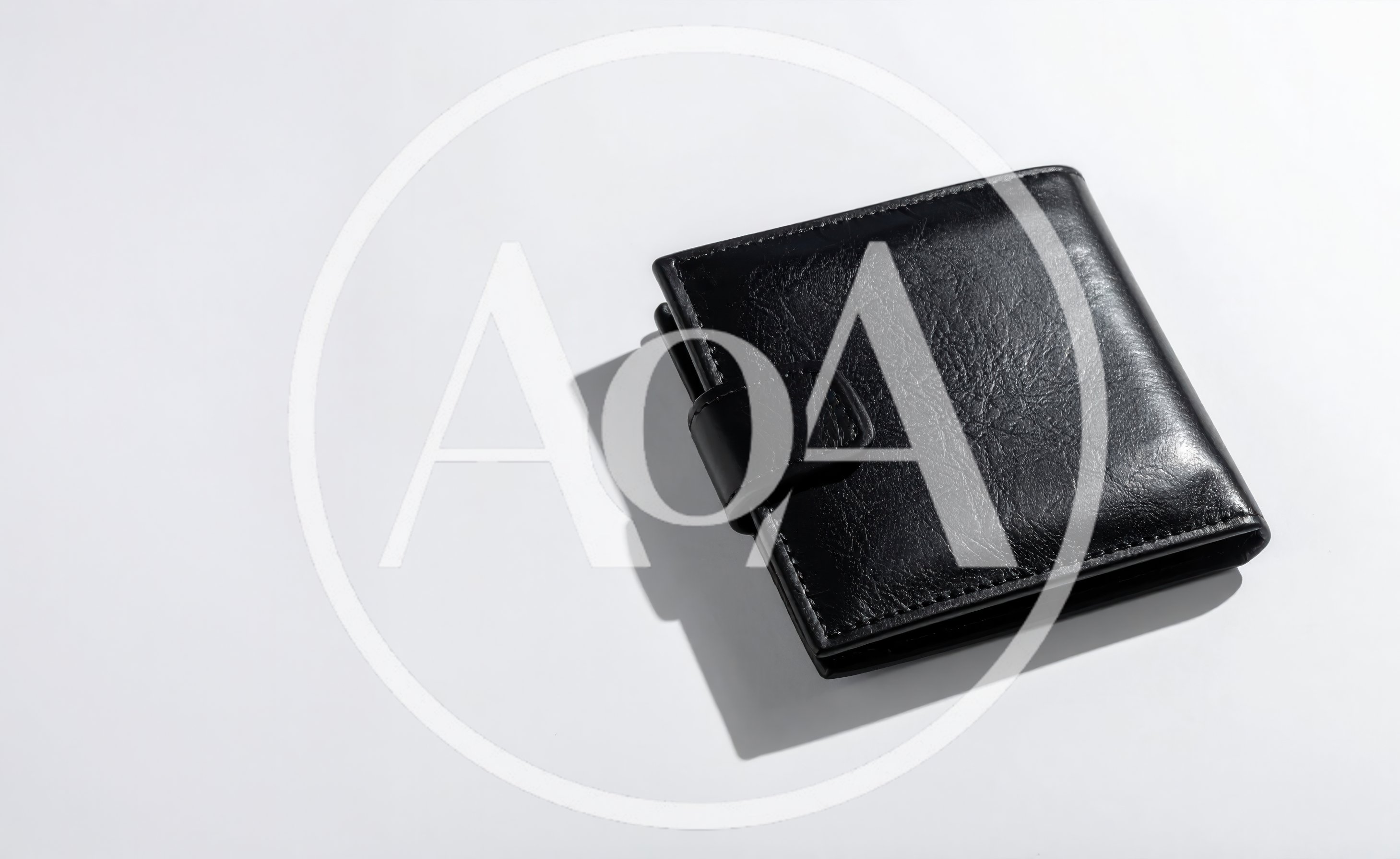 Black Leather Wallet on White Background