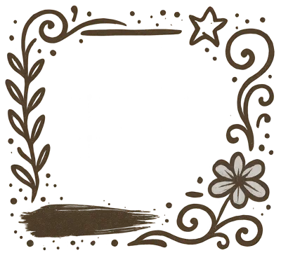 Decorative Brown Floral Border Frame With Star Accent