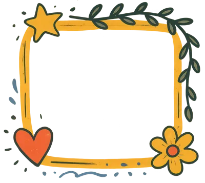Hand Drawn Decorative Square Frame With Floral Elements