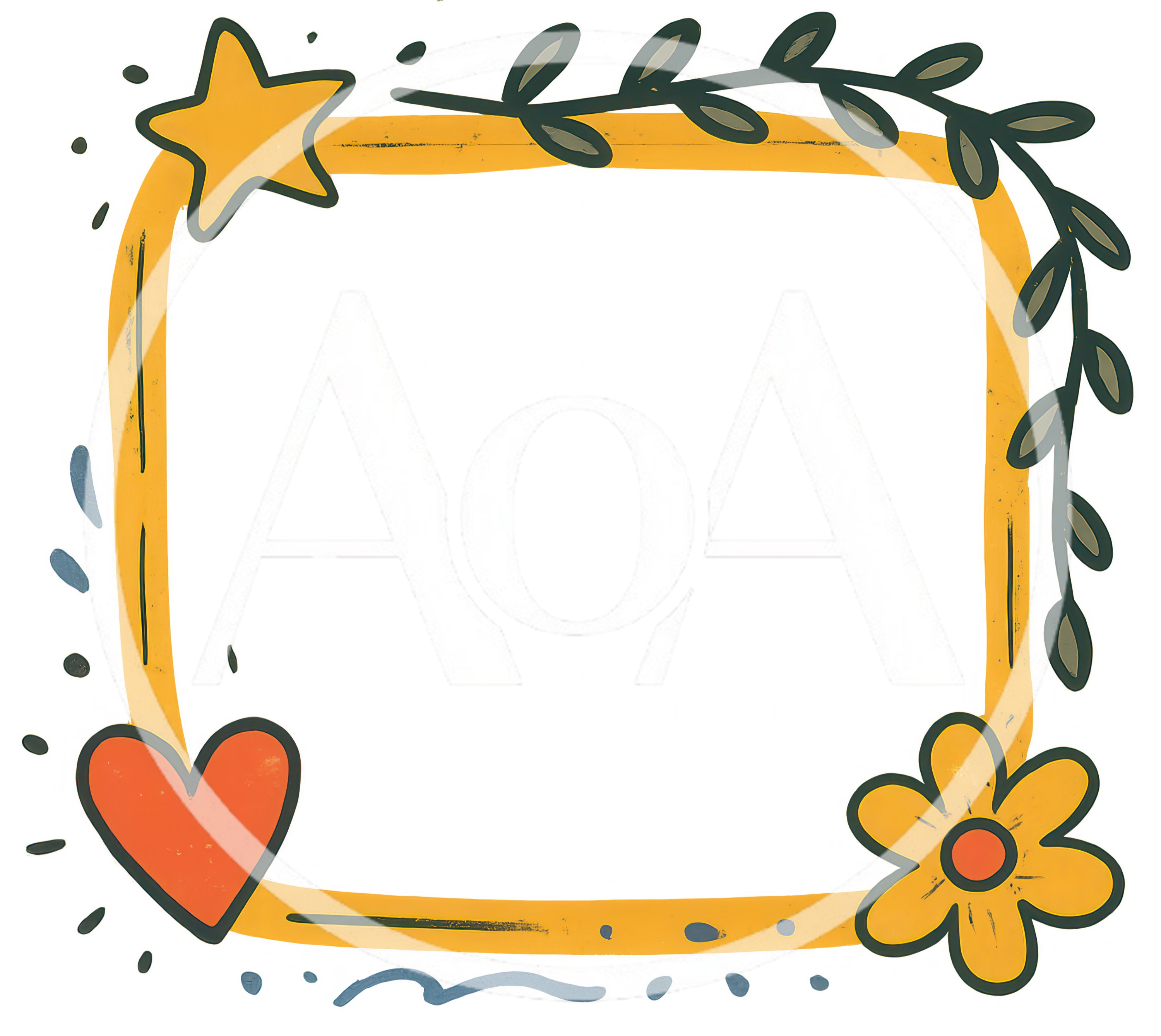 Hand Drawn Decorative Square Frame With Floral Elements