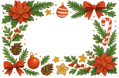 Christmas Holiday Decorative Border With Festive Elements
