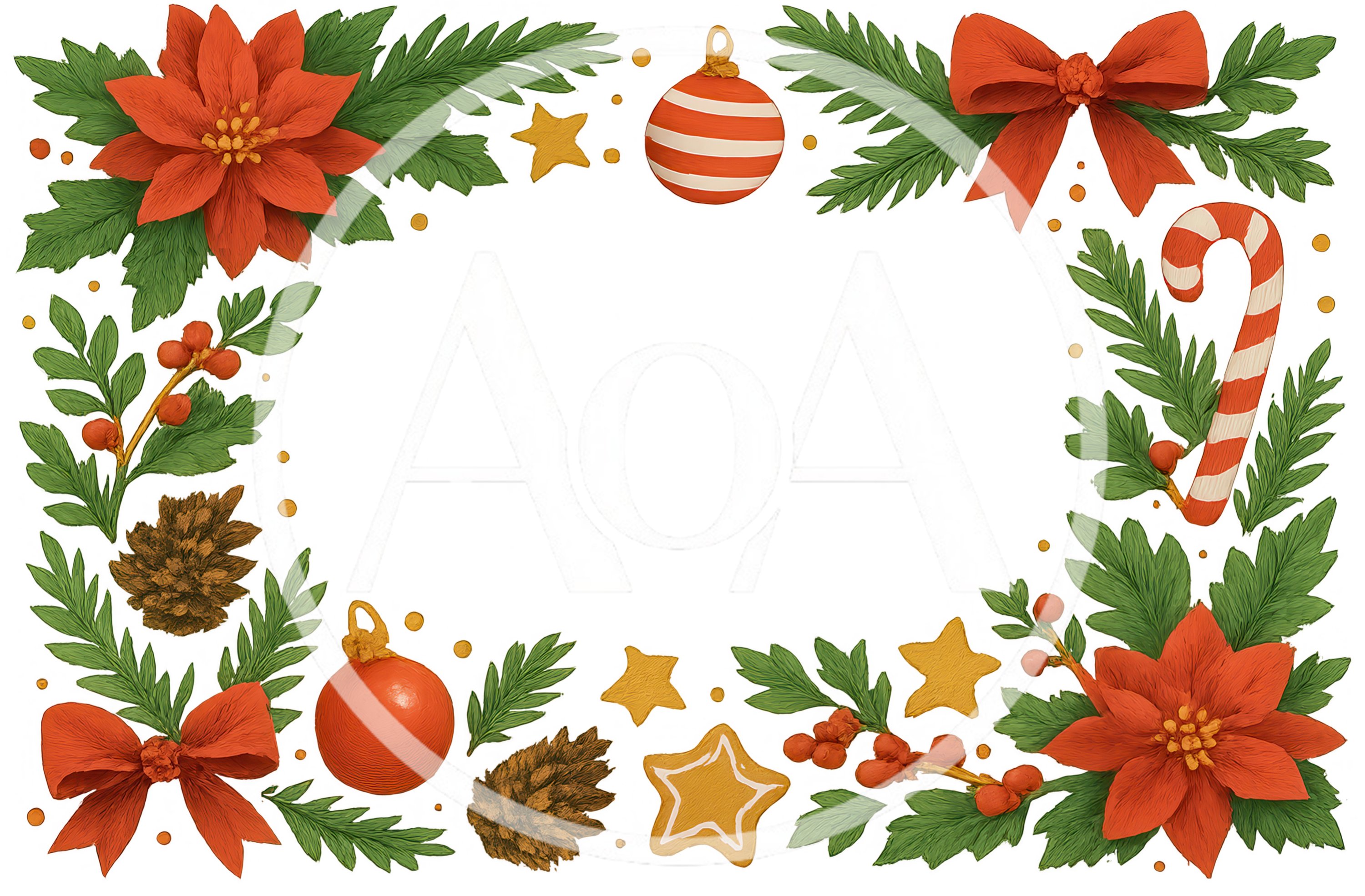 Christmas Holiday Decorative Border With Festive Elements