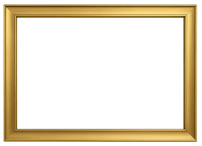 Empty Rectangular Gold Picture Frame Isolated On White