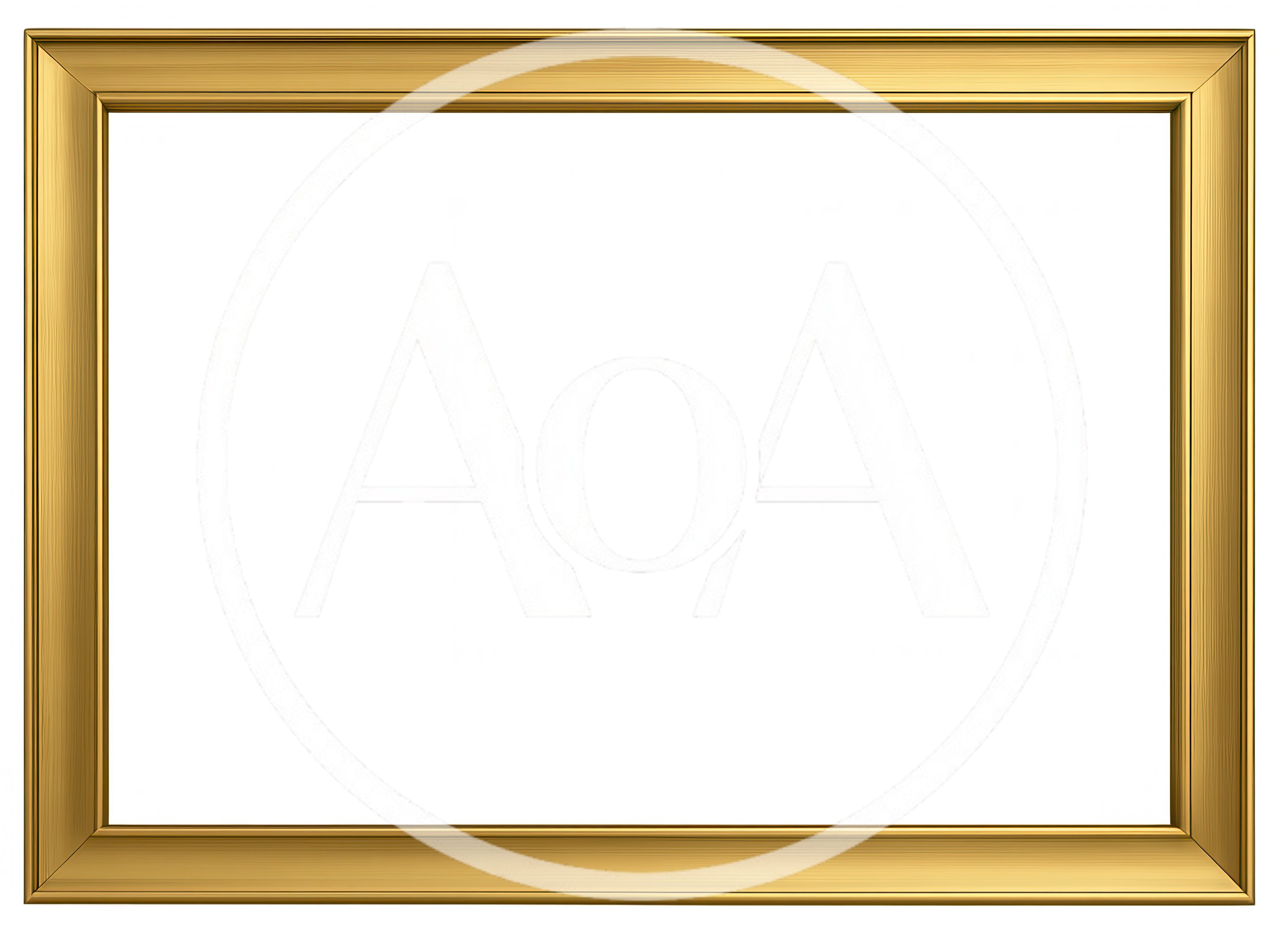 Empty Rectangular Gold Picture Frame Isolated On White