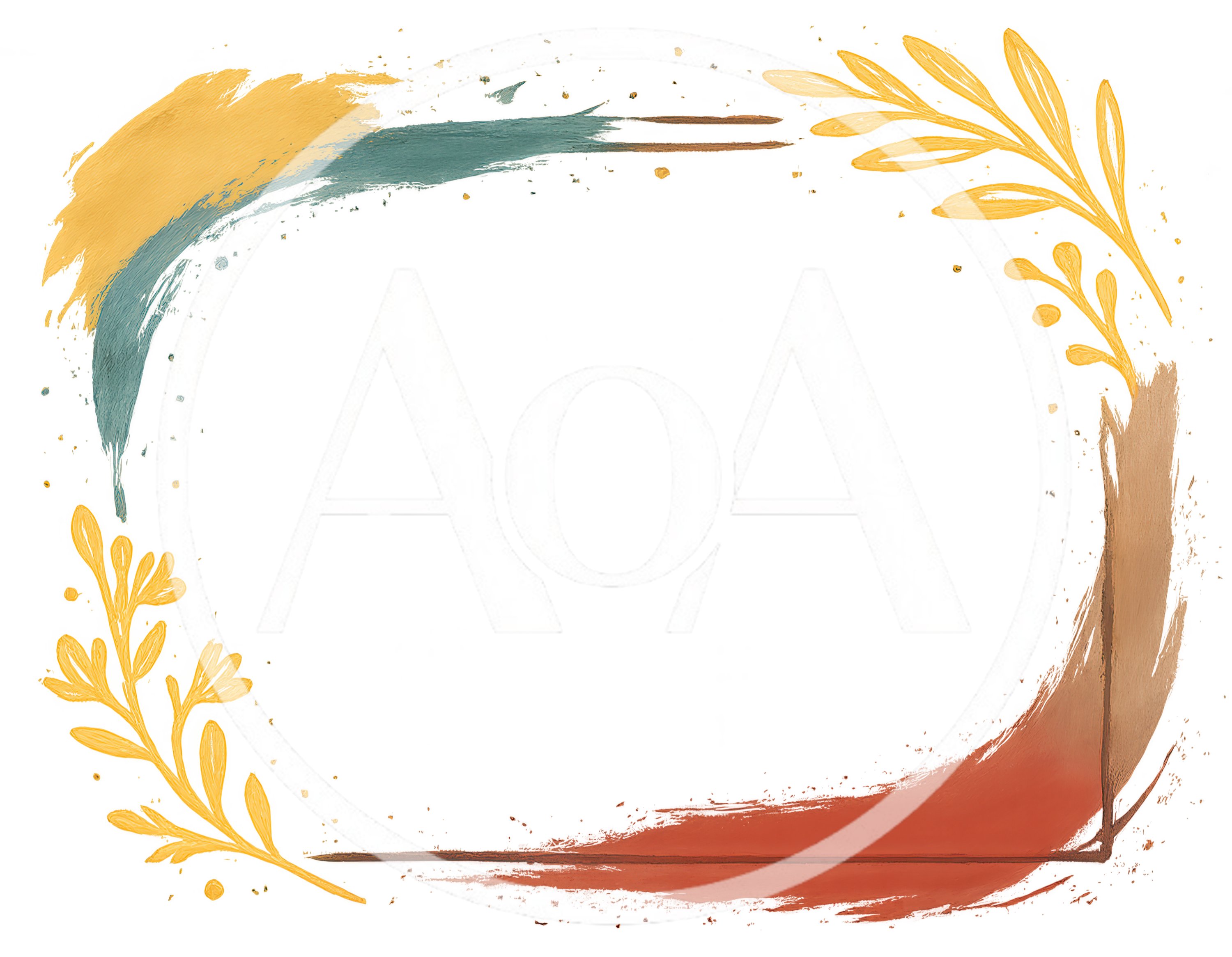 Abstract Watercolor Floral Frame With Brush Strokes