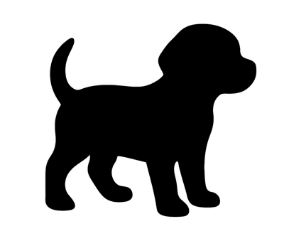 Black Silhouette Of A Cute Puppy Standing