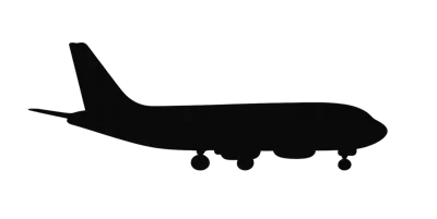 Black Silhouette Of A Commercial Airplane In Flight