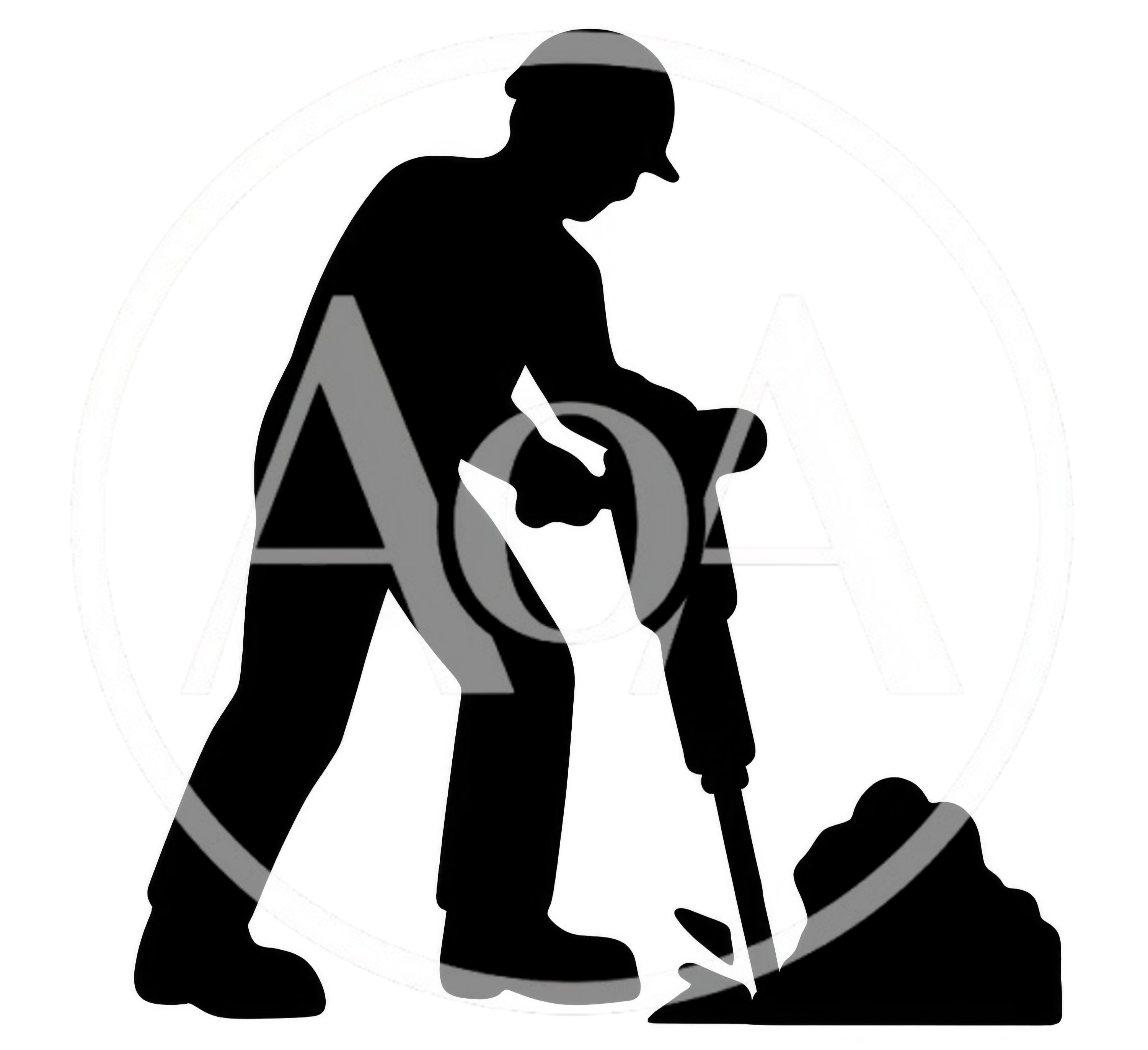 Construction Worker Using A Jackhammer Silhouette