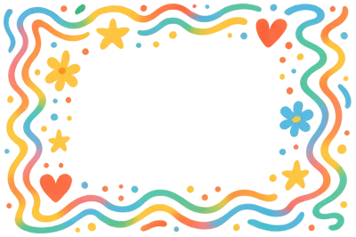 Colorful Hand Drawn Doodle Border With Decorative Elements