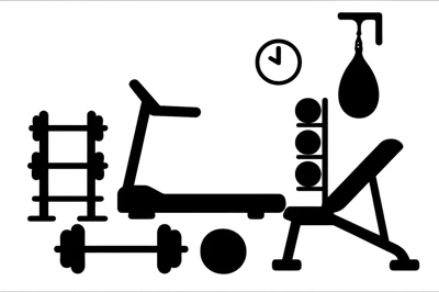 Gym Equipment Icons Set Silhouette