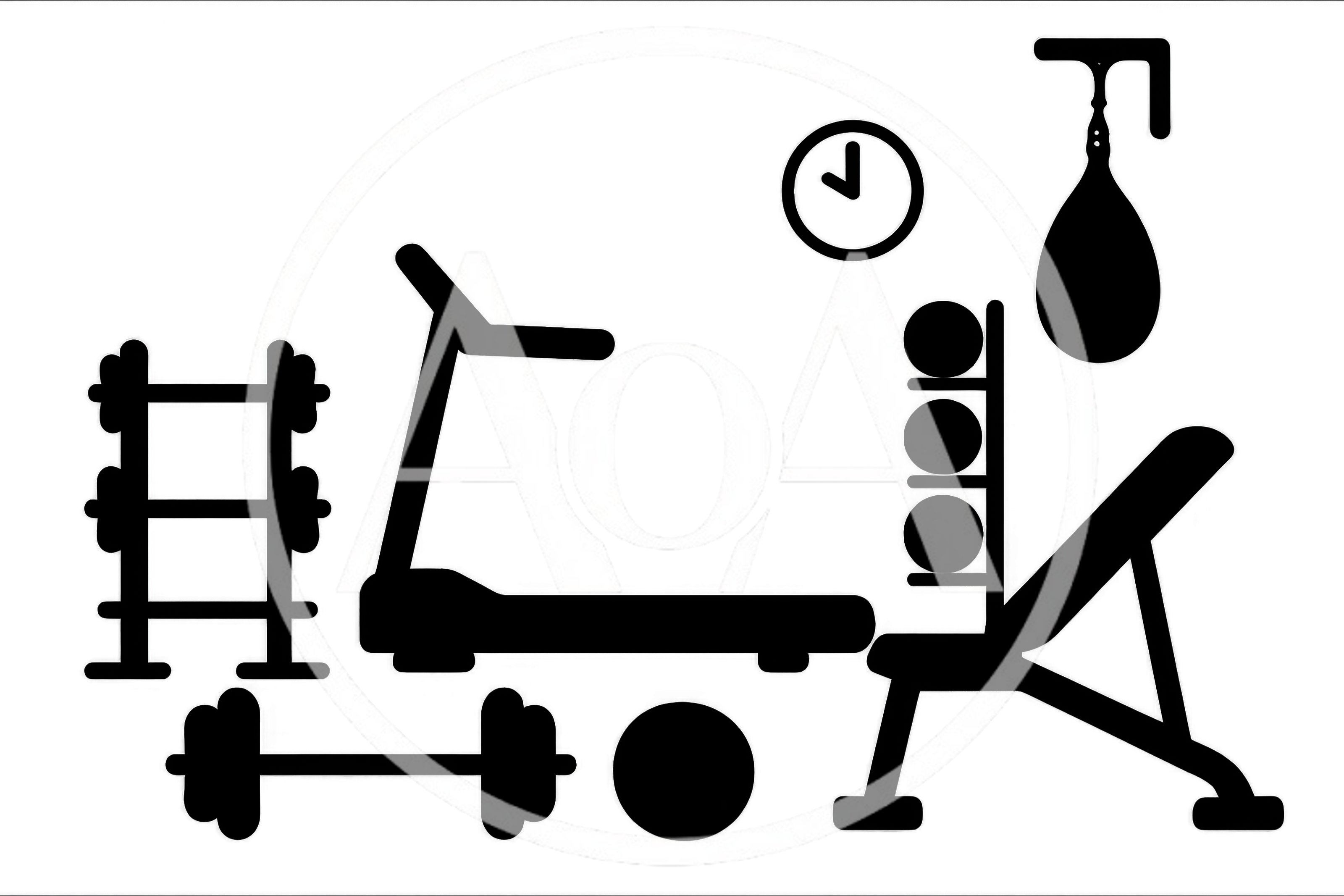 Gym Equipment Icons Set Silhouette